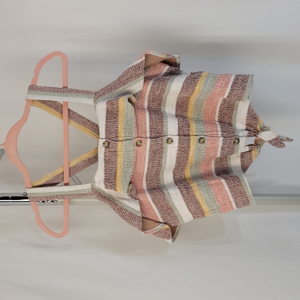 Texture and Thread Madewell Ruffle Tie Front Striped Tank Top, women's large